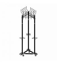 Вешалка на колесах на 15 крючков с держателем для зонтов "Гардикс-3К", металл, черная